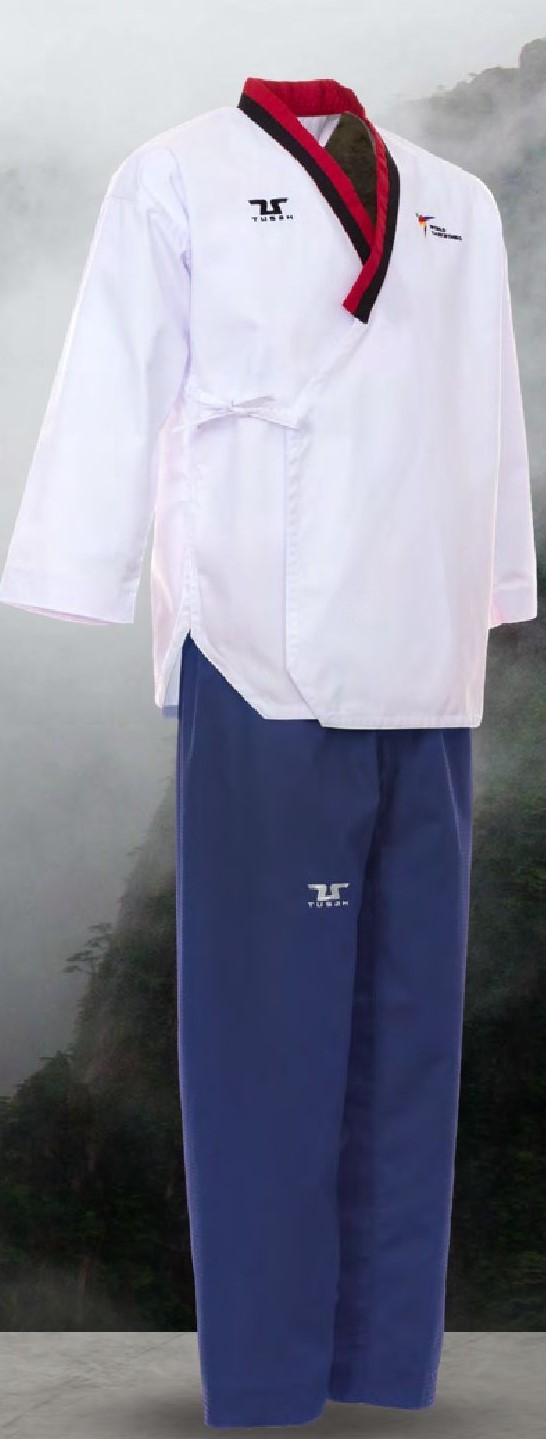 Tusah Taekwondo EZ FIT Sparring Dobok, Black V-Neck 